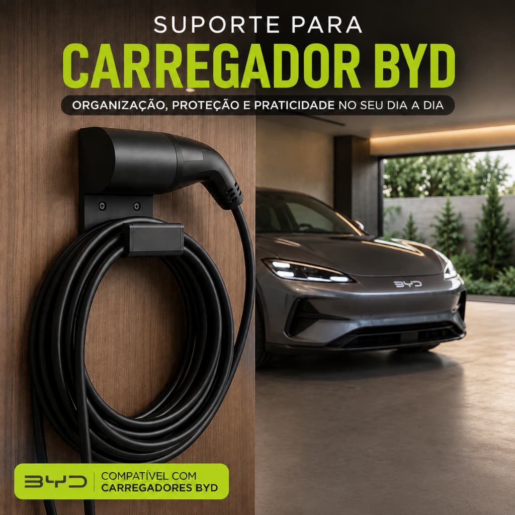 Suporte Carregador Carro Elétrico Universal Tipo 2 BYD, GWM, HAVAL , VOLVO