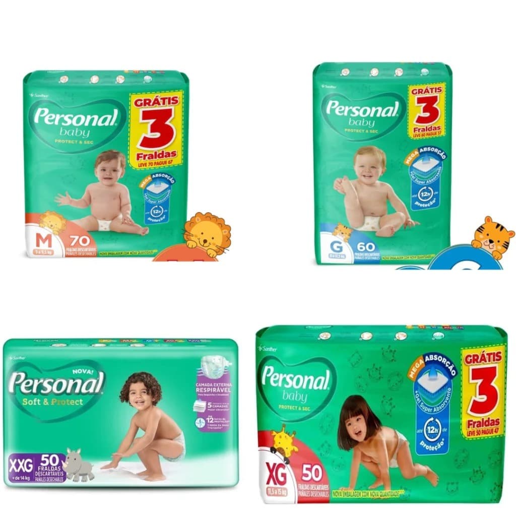 Fralda Personal Baby Protect & Sec M G XG XXG | Alta Absorção | Fralda Descartável Infantil