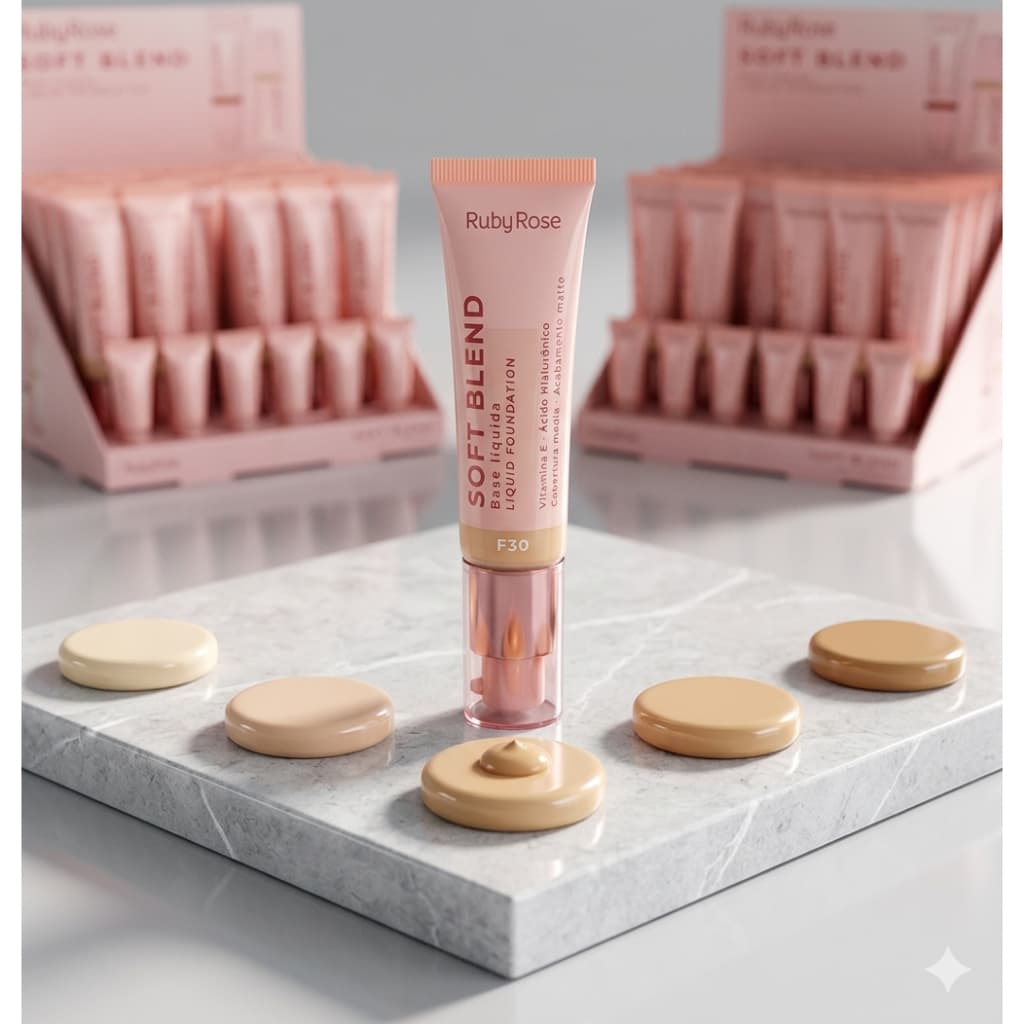 Base Liquida Soft Blend Ruby Rose Matte Acabamento Aveludado Cobertura Media