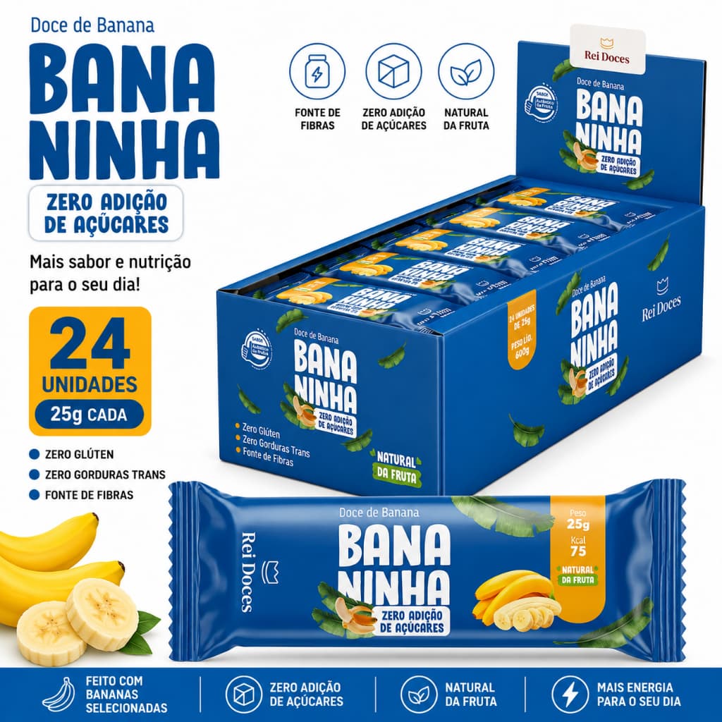 Bananinha Zero Açúcar Adicionado 24x25g Barrinha Saudável