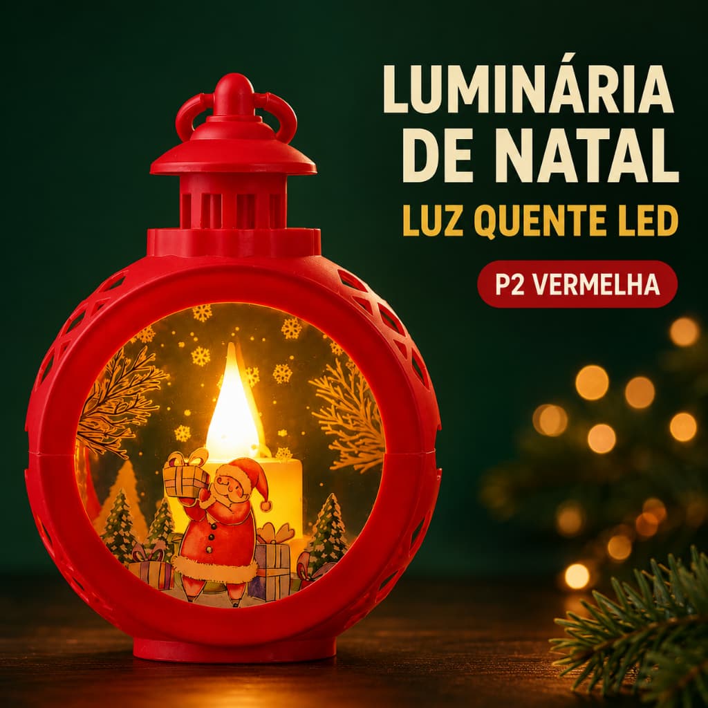 Luminária Natalina LED Luz Quente Enfeite de Natal para Mesa Árvore e Decoração