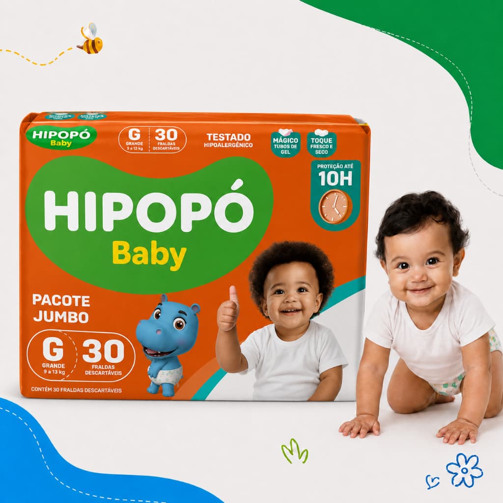 Fralda Hipopó Baby G 30 Unidades