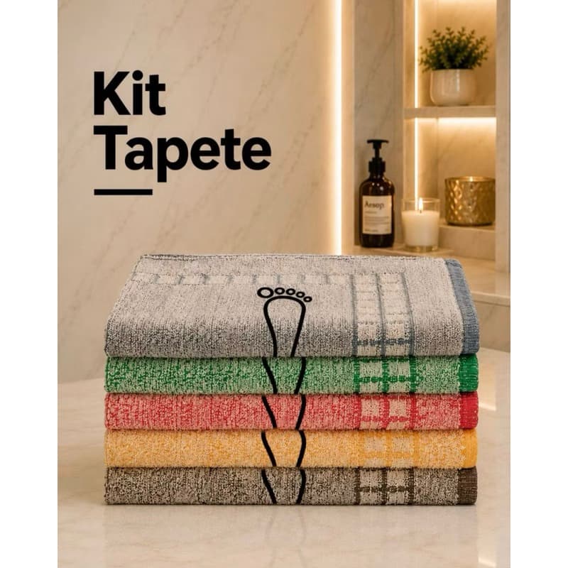 Kit 3 ou 6 Tapete De Banheiro 45x70cm Pezinho Piso Luxo Atoalhado 100% Algodão Premium