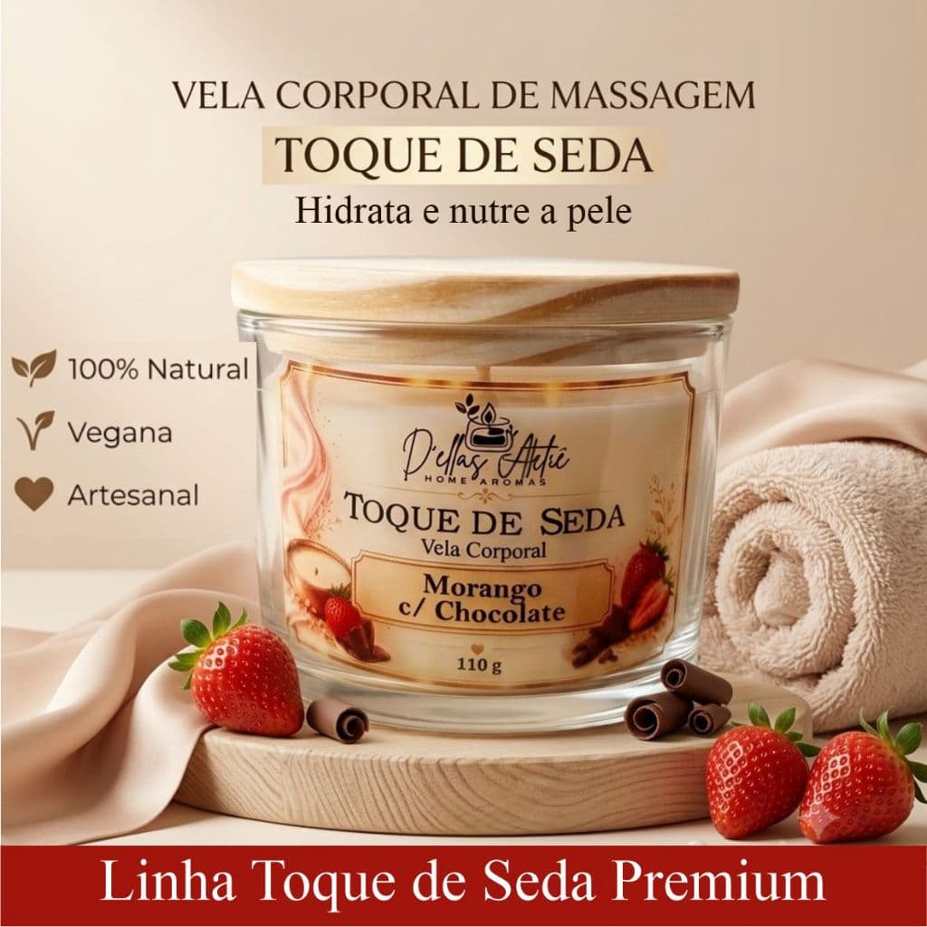 Vela para Massagem Corporal 110g - Óleo de Massagem Hidratante, Relaxante, Aromática, Spa Vegana