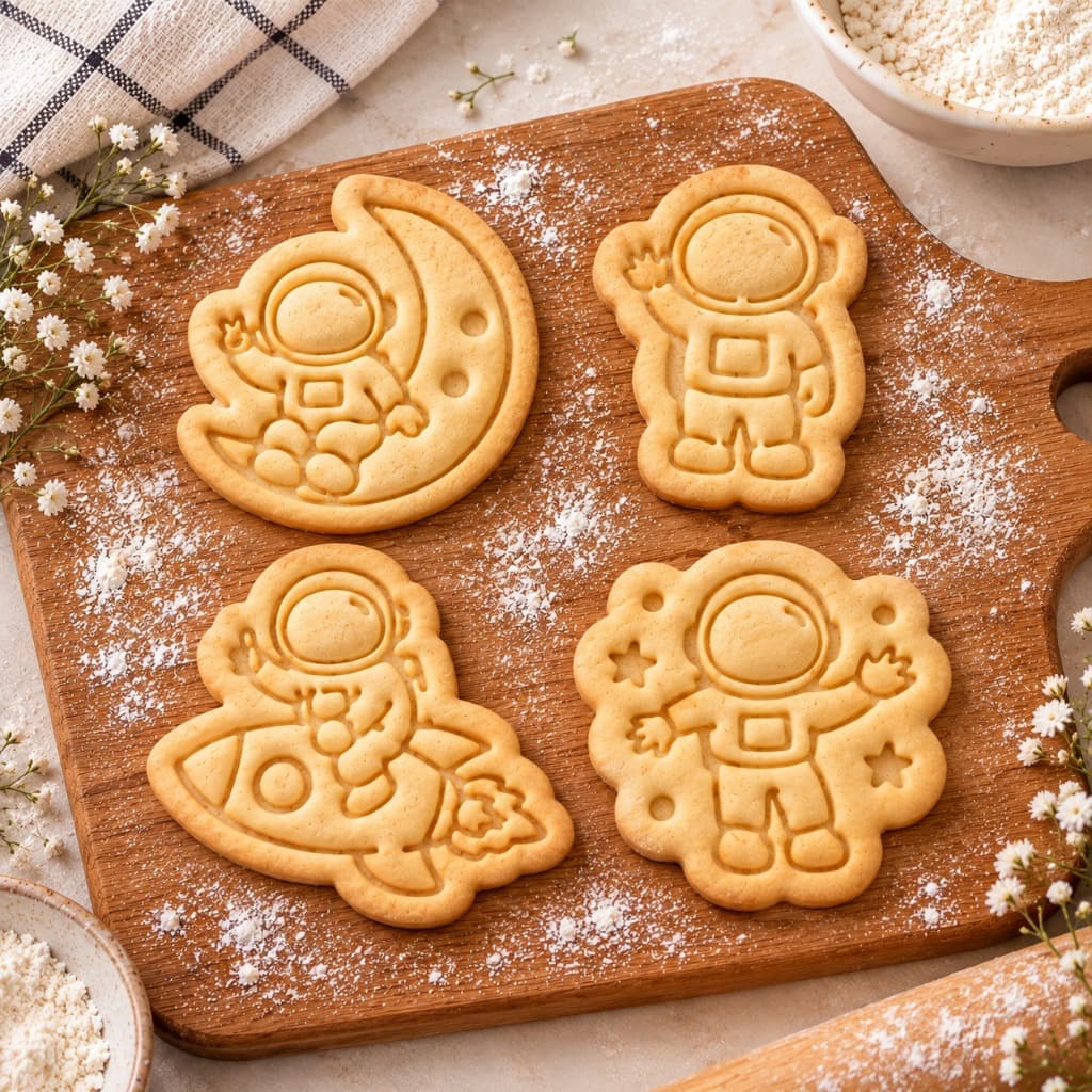 Cortador e Marcador Astronauta  - Marcador Pasta Americana Biscuit Cookie Massinha de Modelar
