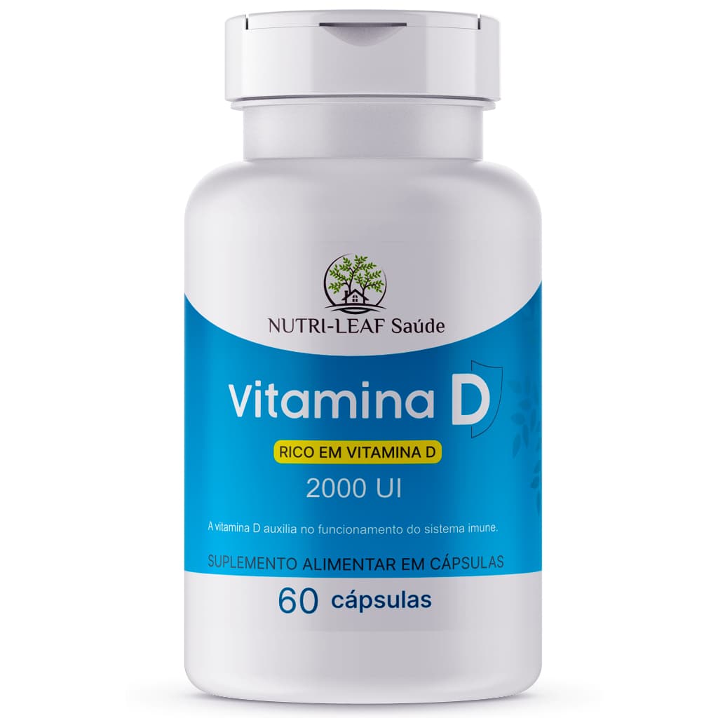Vitamina D3 2000 UI 60 Cápsulas Colecalciferol 50 µg Suplemento de Vitamina D para Sistema Imune