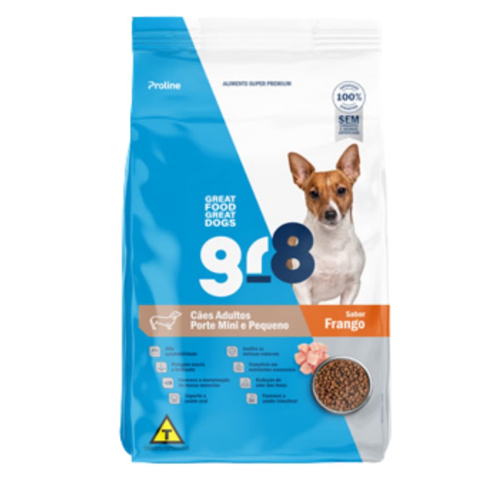 Gr8 Adulto Raças mini Pequenas 10,1kg Ração para Cachorros Super Premium Sabor Frango