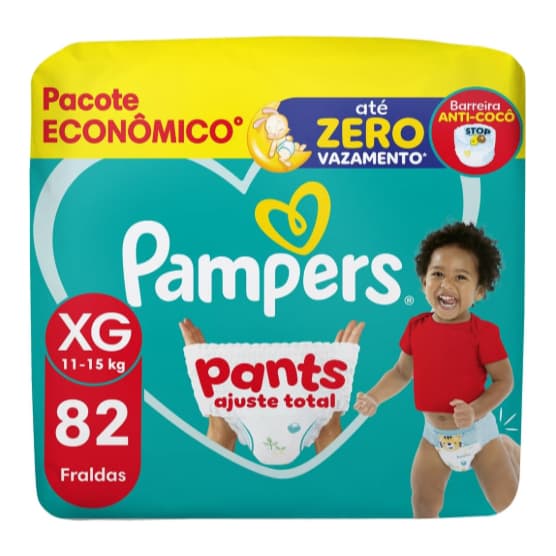 Fraldas descartáveis Pampers ajuste total XG Pants 82 unid