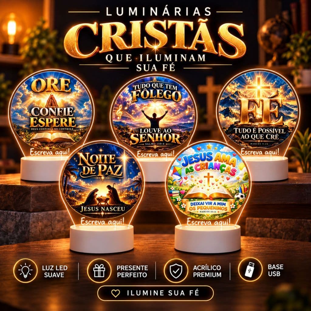 Luminária LED UV Natal, Natalina, Cristã, Decoração Igreja Sala Quarto, Luz Noturna de Mesa.