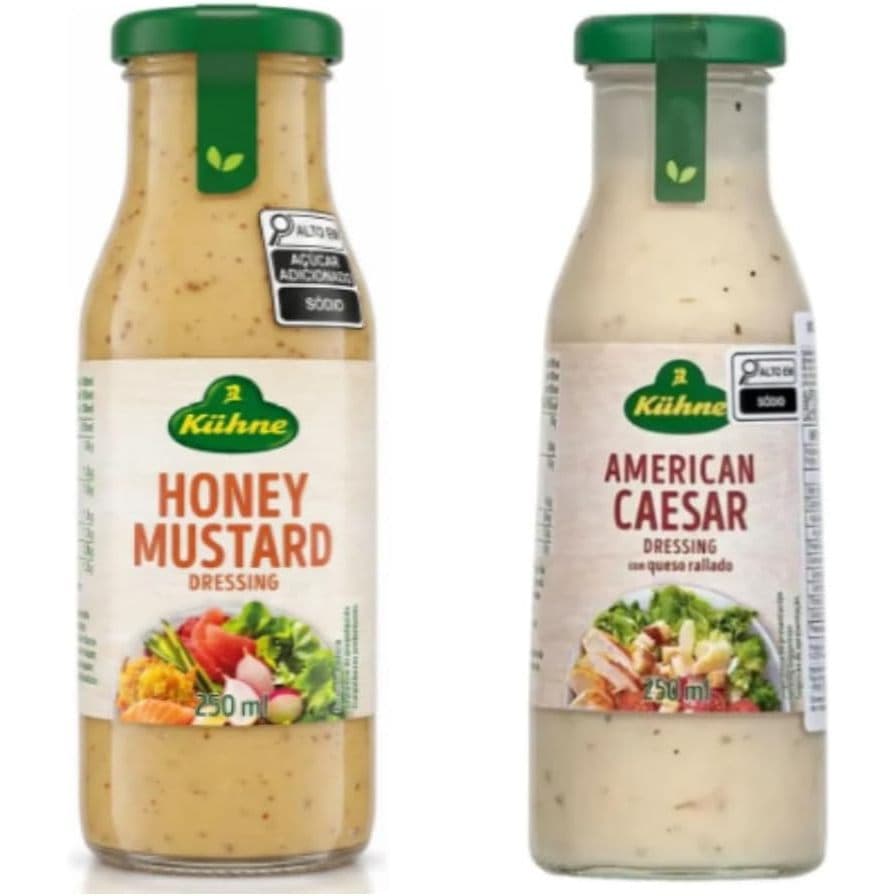 Kuhne Molho American Caesar e Honey Mustard Vidro (Ceasar Americano+Mostarda e Mel - Kit com 2 Molhos de 250ml cada