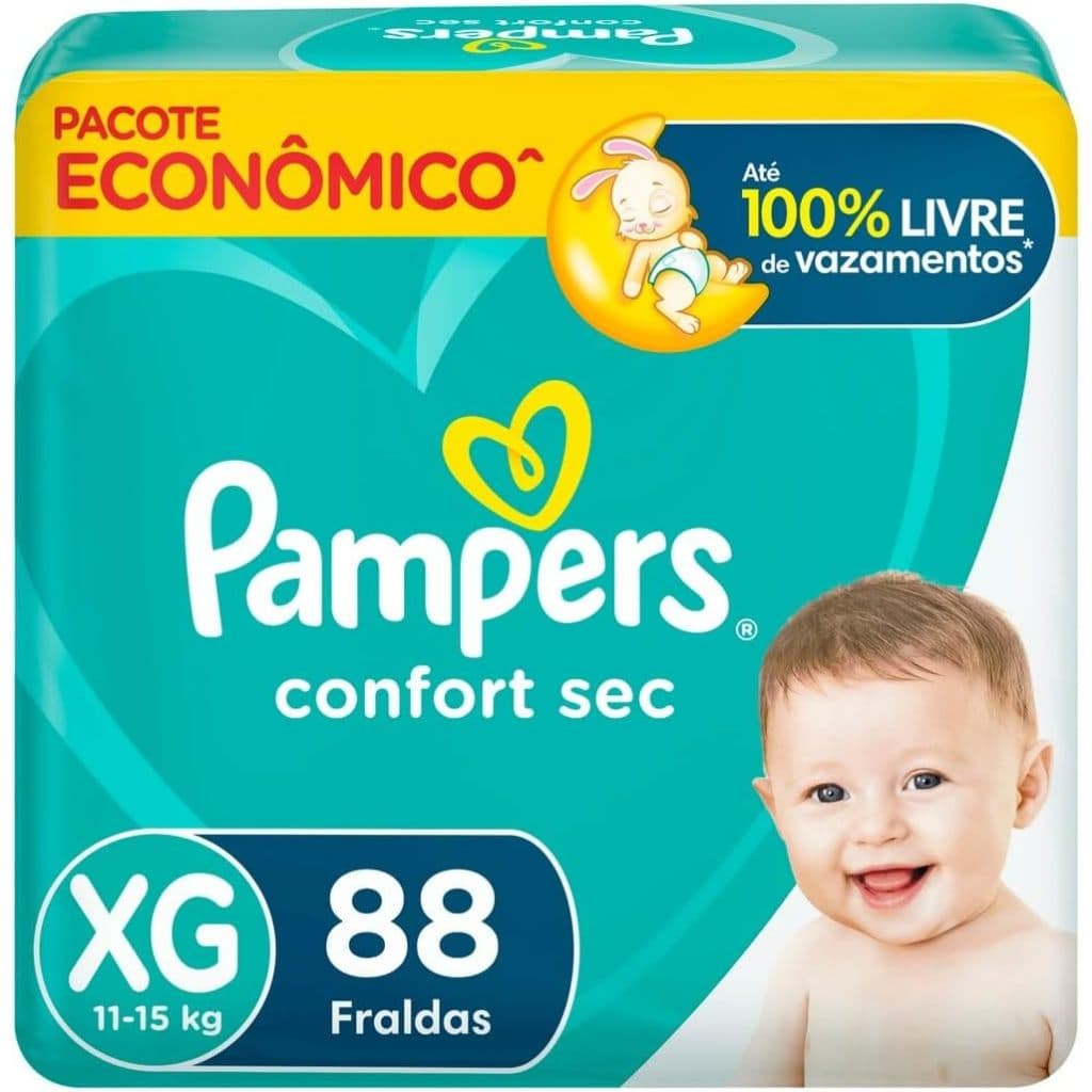 Fralda Confort Sec Pampers Xxg 88 Unidades Pacote Econômico