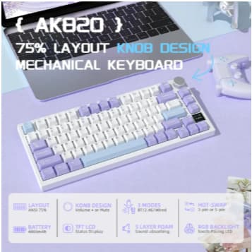 Teclado Mecânico AK820 Pro – Design Compacto e Moderno