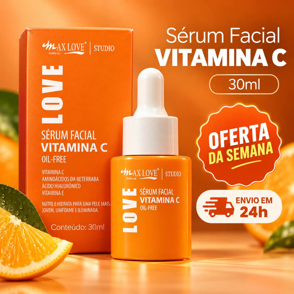 Sérum Facial Max Love Vitamina C 30ml Oil Free Ácido Hialurônico Vitamina E