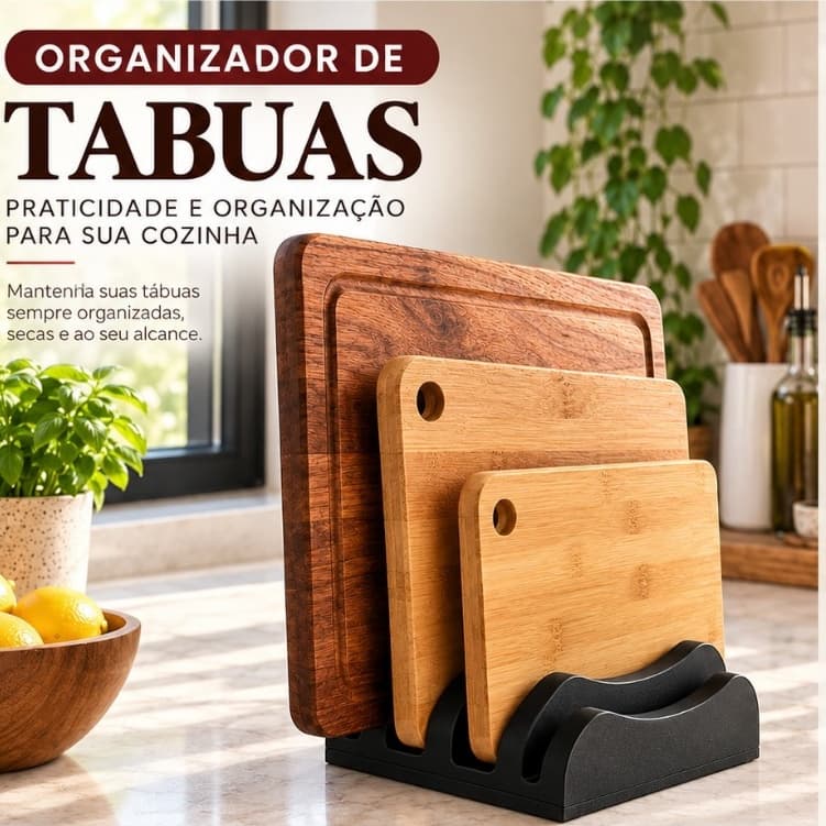 Organizador De Tabua De Corte E Tampas Suporte De Bancada Cozinha Multiuso Tabua de Carne Organizador de Cozinha