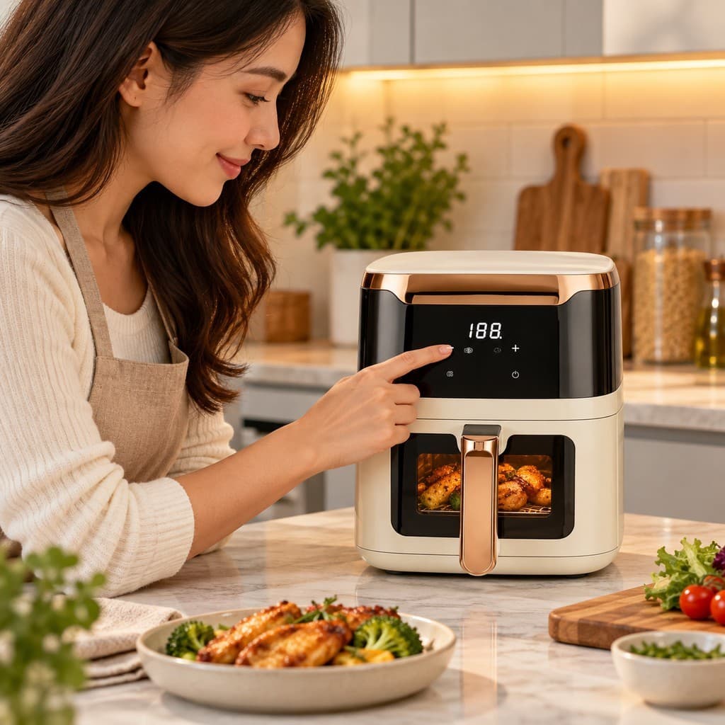 Air Fryer Fritadeira Eletrica Sem Oleo Digital Visor Janela Transparente 120c BRANCA