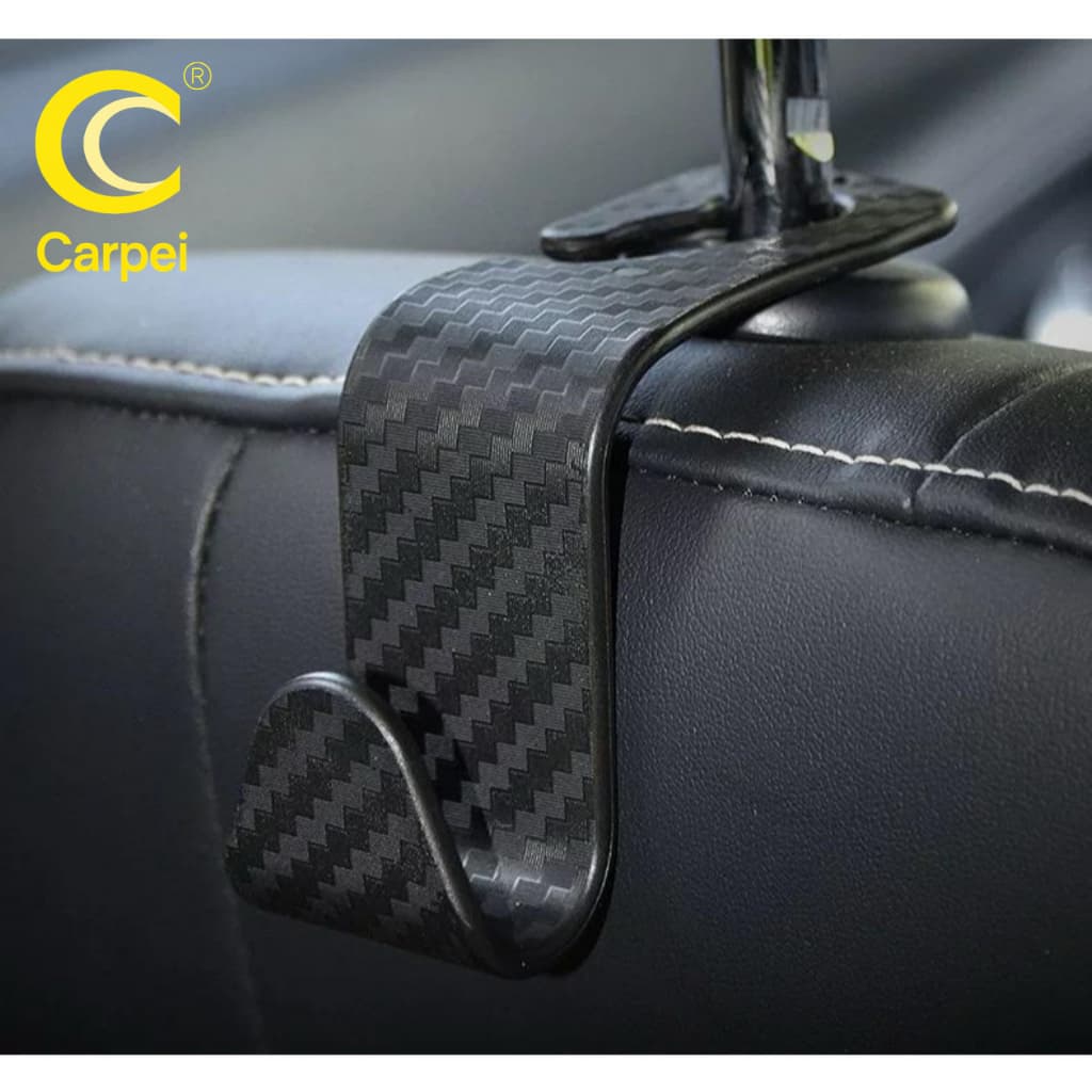 Gancho Oculto para Encosto de Cabeça do Carro Fibra de Carbono Suporte Multiuso Universal