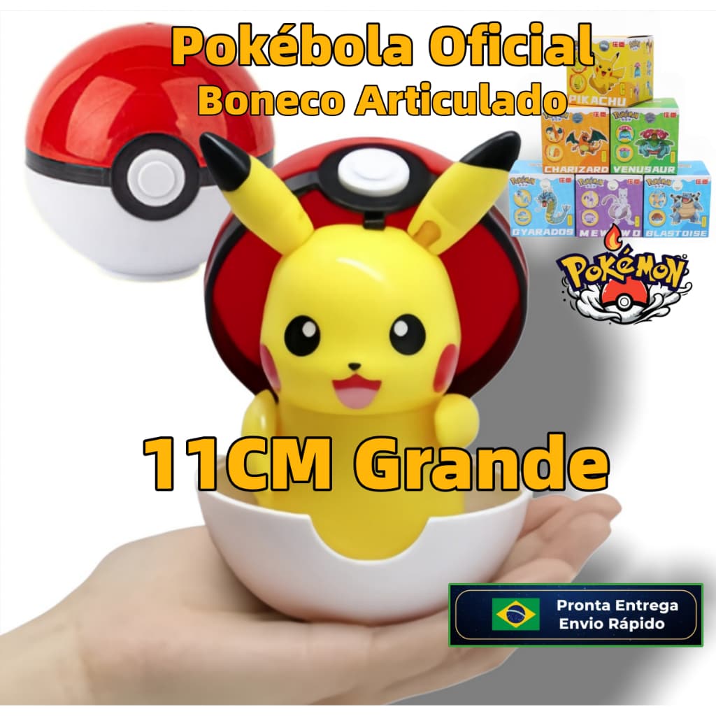 Pikachu Boneco Articulado 11cm + Pokebola | Pronta Entrega — Pikachu, Charizard, Mewtwo ou Bulbasaur