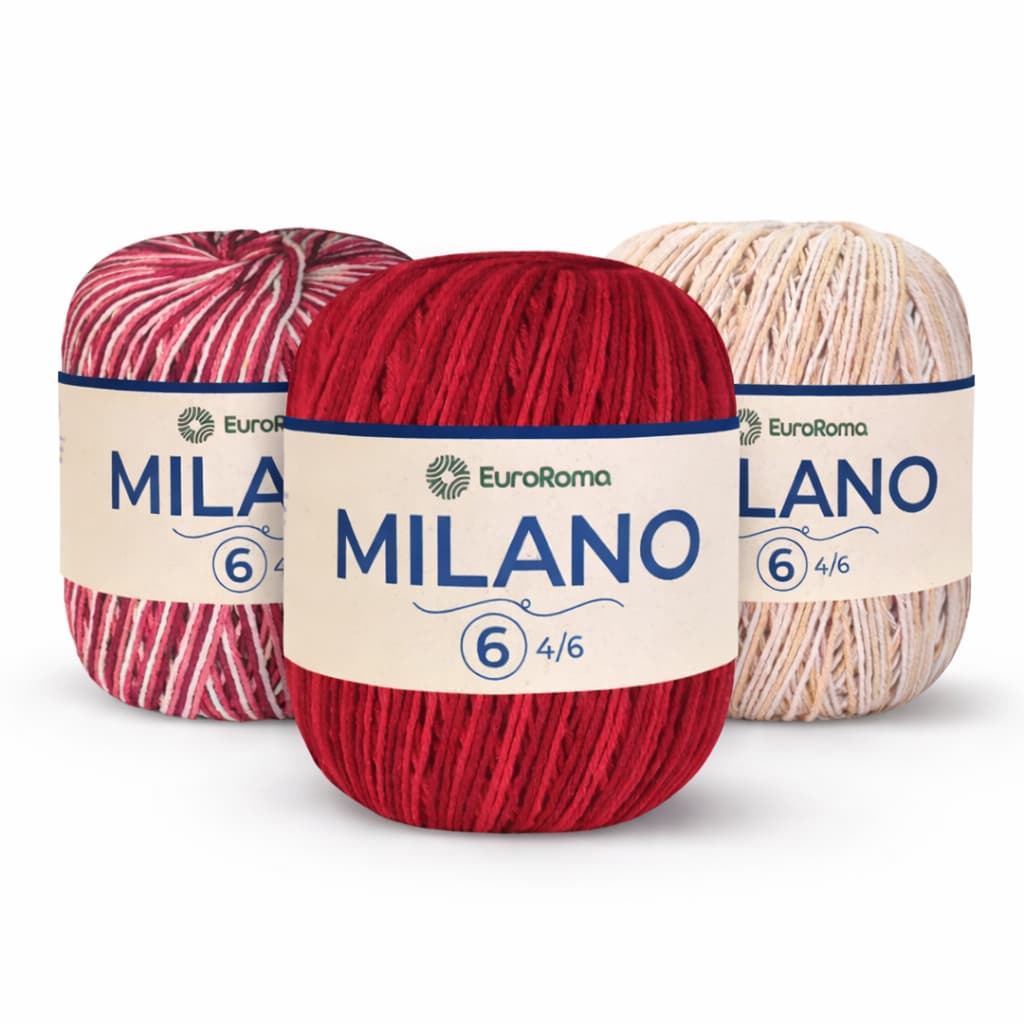 Barbante EuroRoma Milano Nº6 200g 226m | Fio Ecológico Mesclado para Crochê, Tricô e Artesanato