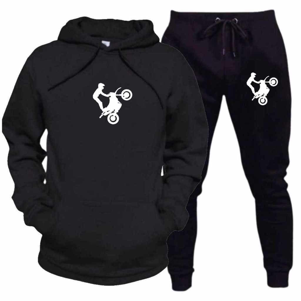 Conjunto Moletom Blusa + Calça Adulto Infantil Moto Grau Wheeling Casaco