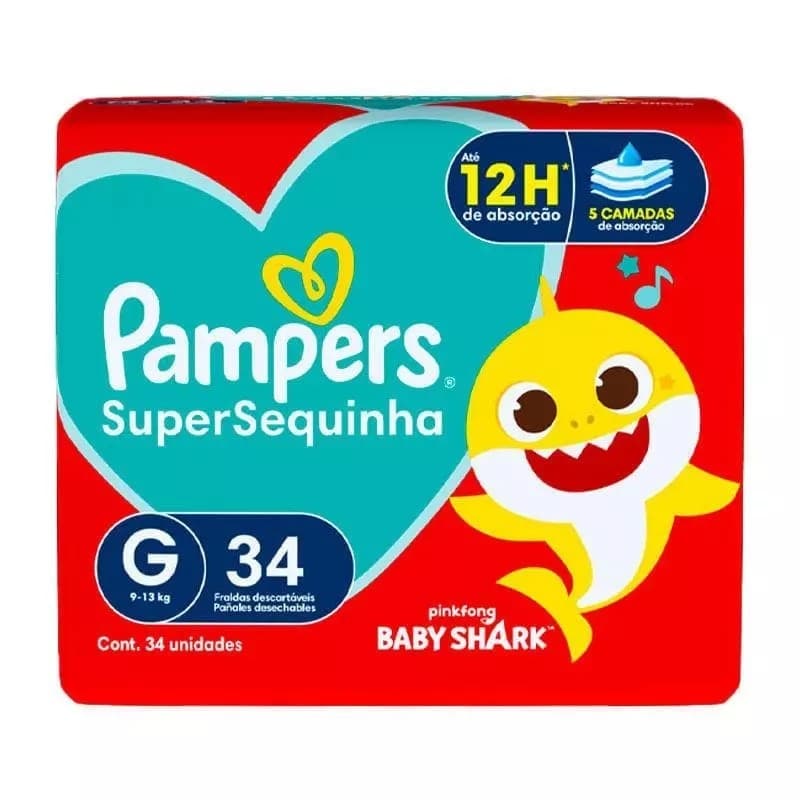 FRALDA PAMPERS G SUPERSEQUINHA 34UN