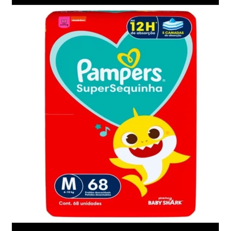 Fralda Pampers M com 68 unidades,Super Sequinha | Alta Absorção | Conforto e Proteção