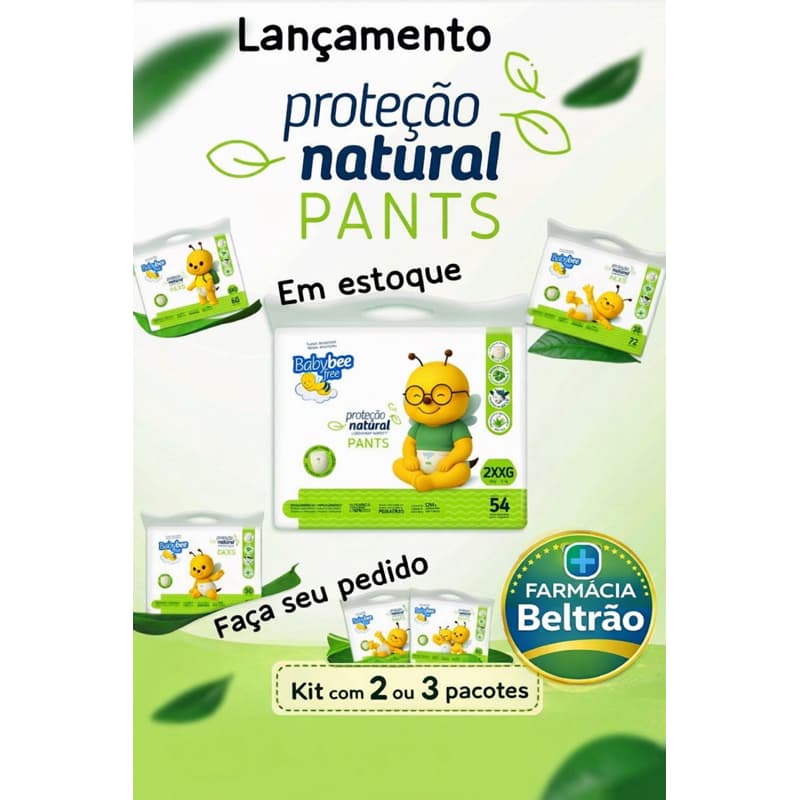 Fralda Baby Bee Free Pants kit 2 ou 3 pacotes