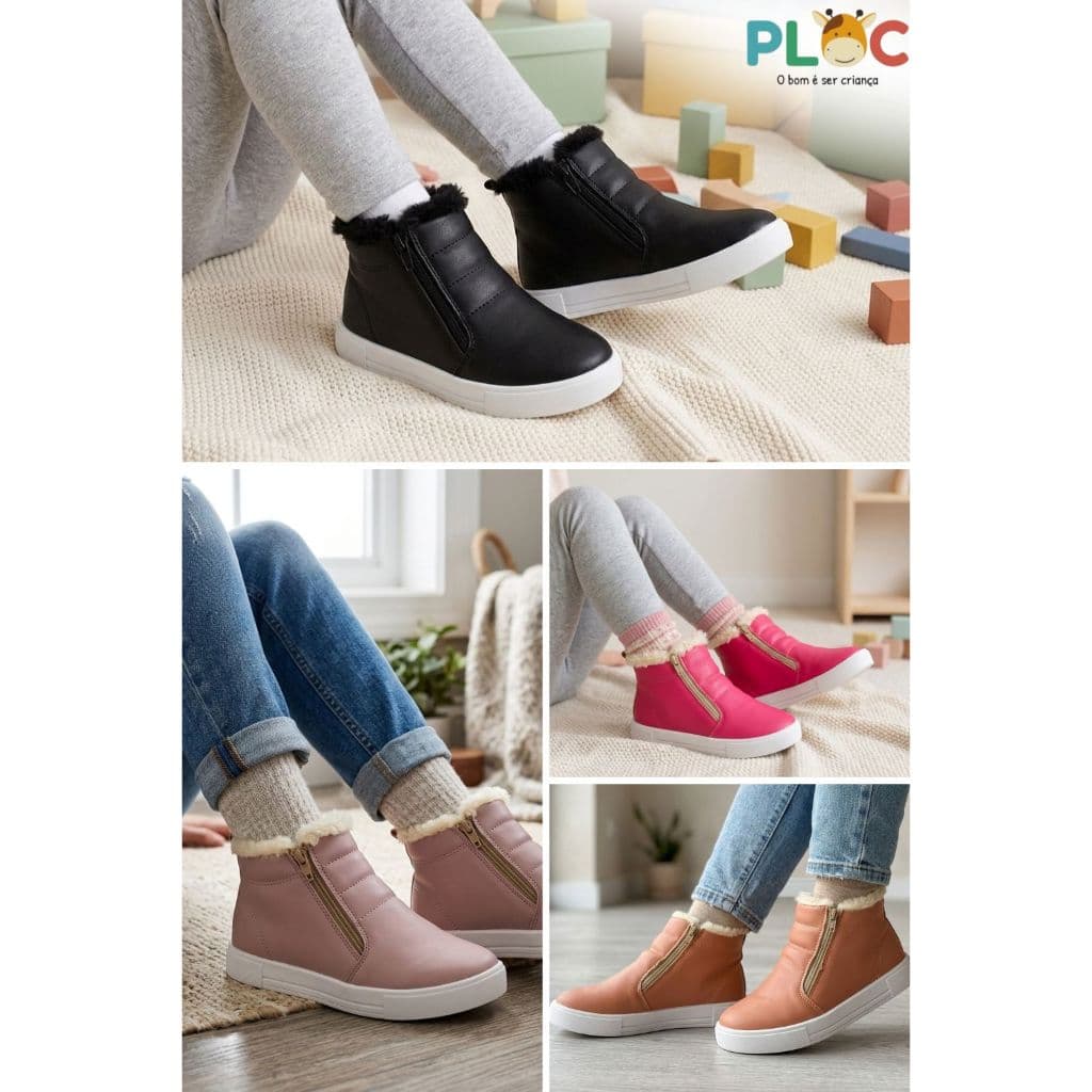 BOTA INFANTIL FORRADA DE PELÚCIA SUPER MACIA E CONFORTÁVEL