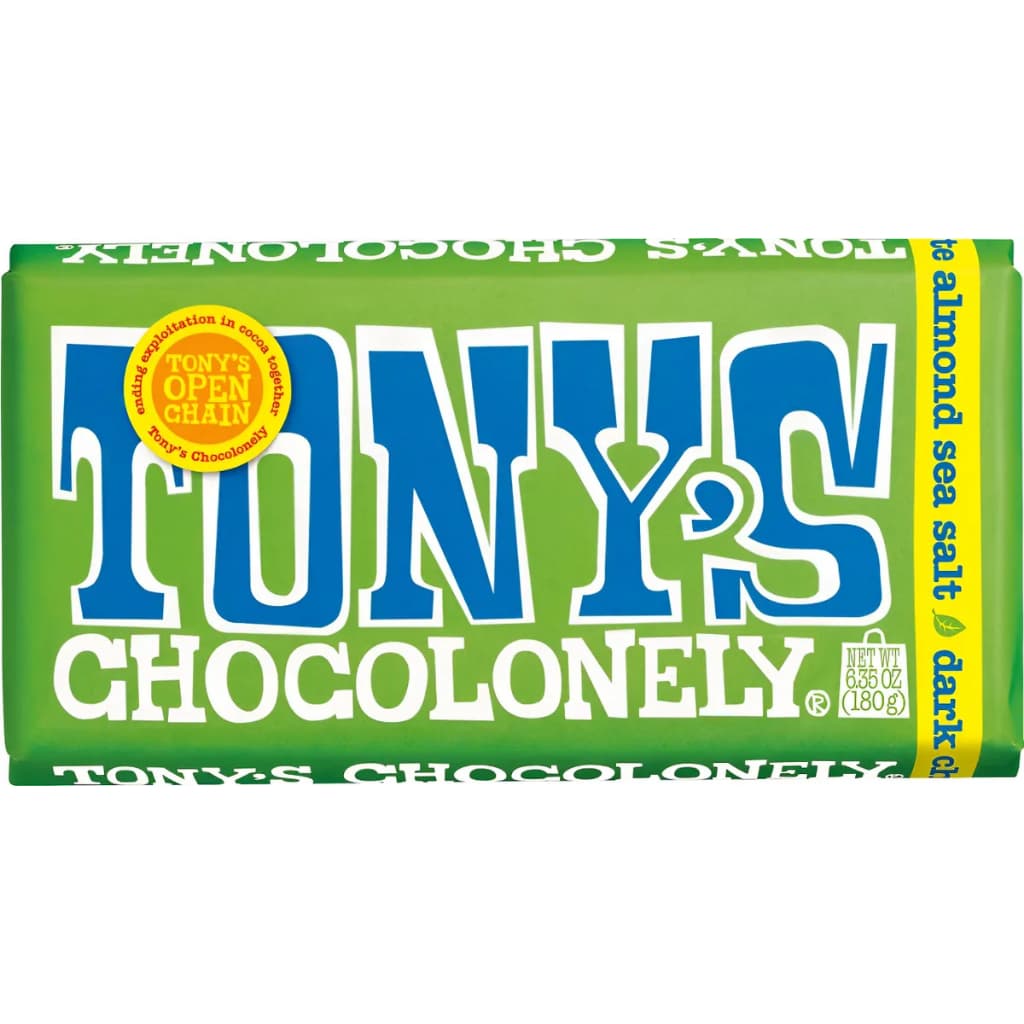Barra De Chocolate Tony's Dark Almond Sea Salt 51% 180g Importados