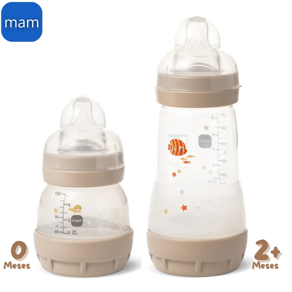 KIT 2 Mamadeiras Anticólica Mam Easy Start Bebê - 130/260 ml Marrom Neutro