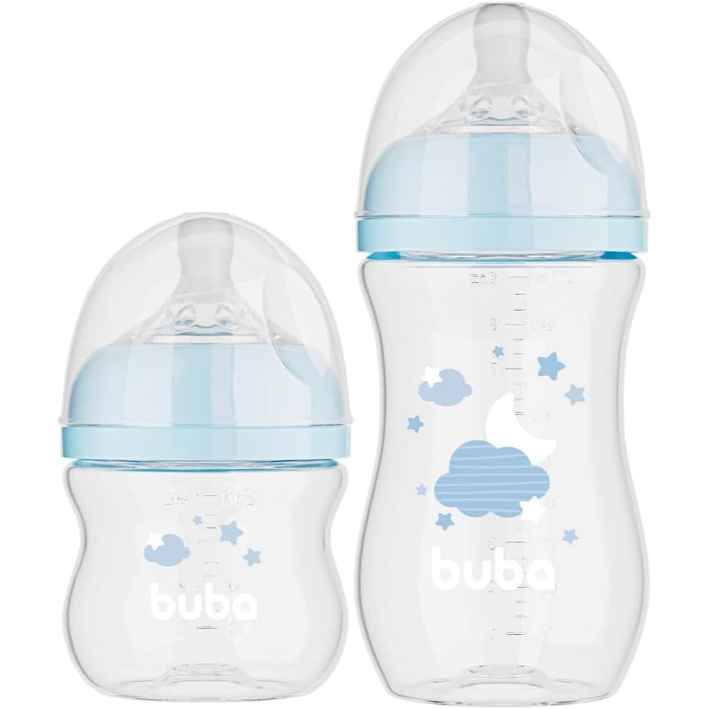 Mamadeira Buba Easy Flow 120ml E 270ml Mamadeira Bebê Azul Nuvem