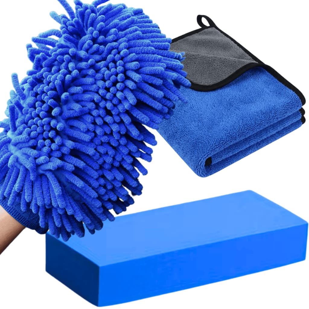 Kit Limpeza Automotiva Pano Luva Microfibra Esponja Lavagem Carro Moto Polimento Completo Automóveis