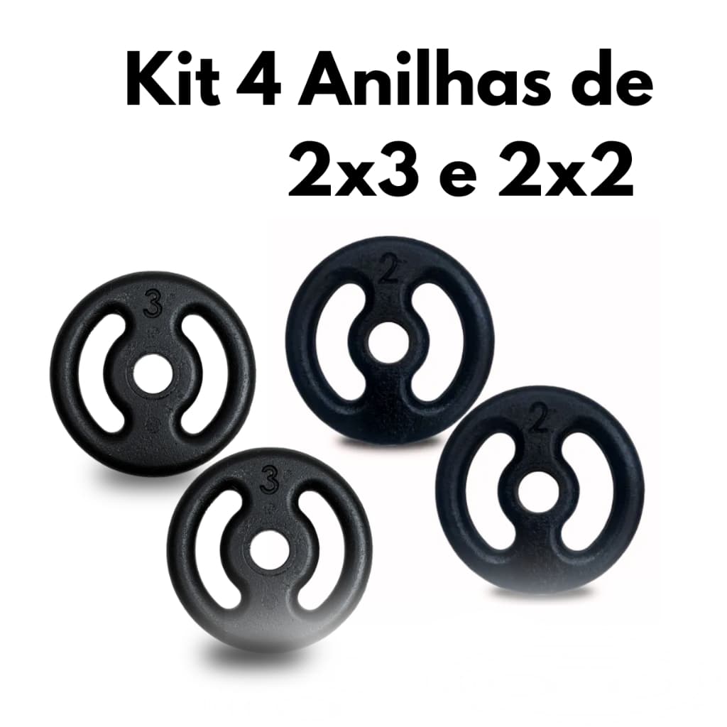 Kit 4 Anilhas Pares 2kg e 3kg  Musculação, Academia e Treino em Casa, Resistentes e Duráveis