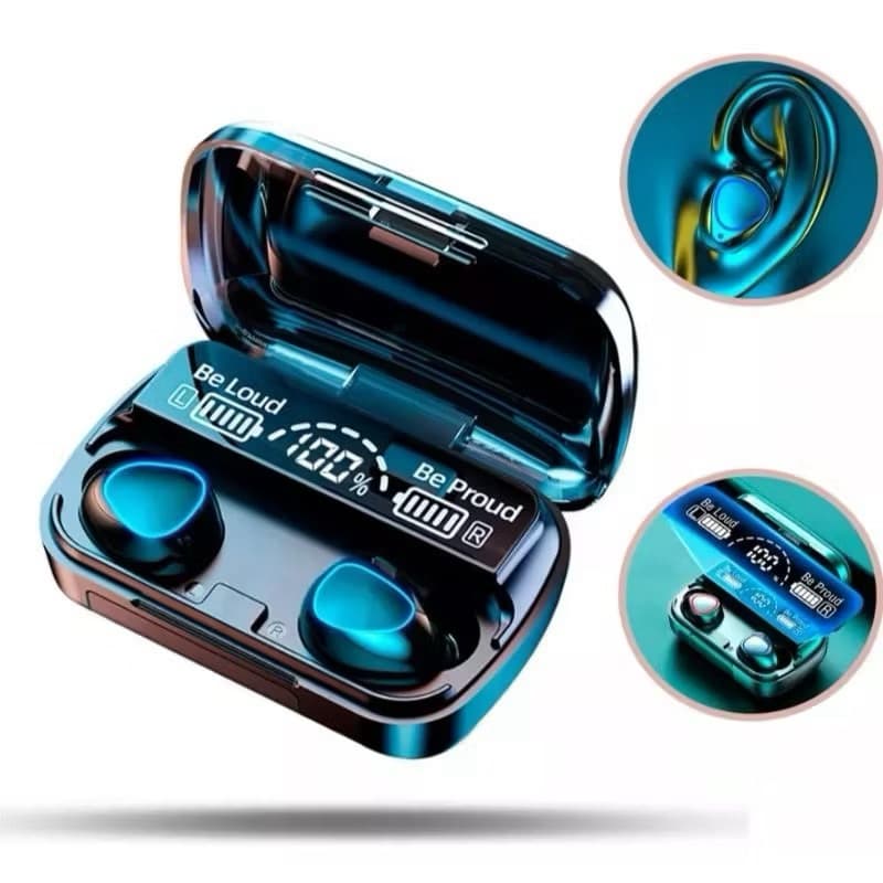 Fone Sem Fio Bluetooth M10 TWS Fone Bluetooth Powerbank Carregador Display LED Grave Potente