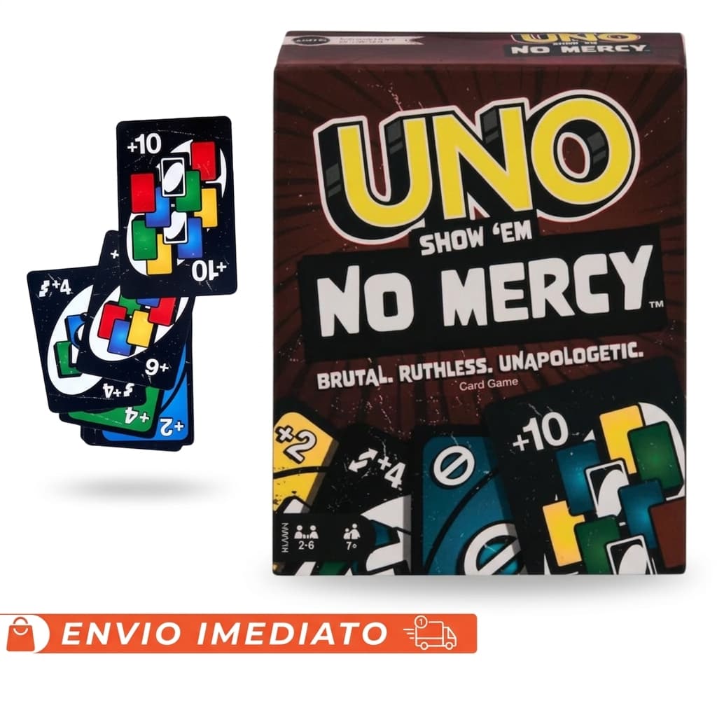 UNO No Mercy Mattel Jogo de Cartas 168 Cartas Família Amigos Diversão Alta Qualidade Novas Regras