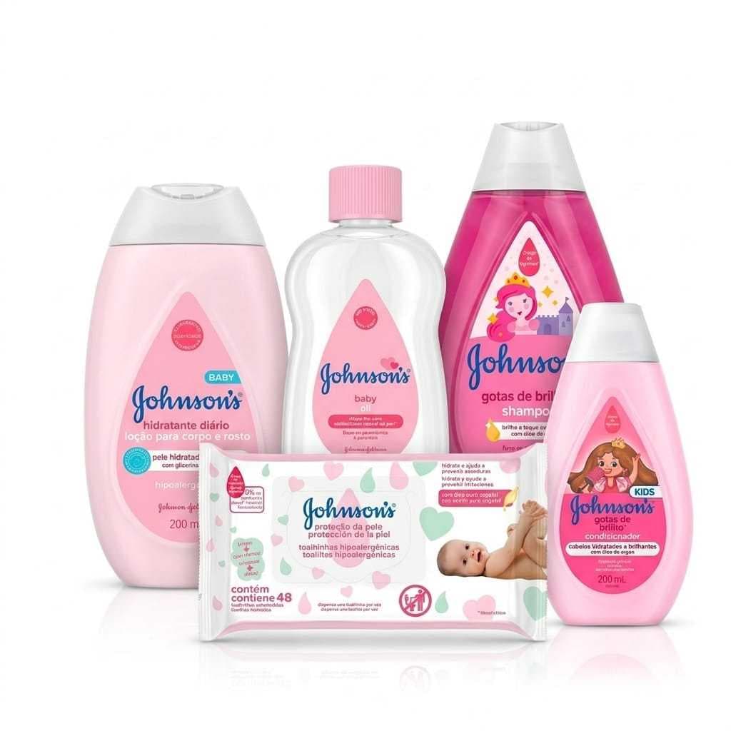 Kit Johnson's Baby Recém-Nascido Shampoo Condicionador Loção Óleo E Toalhinhas
