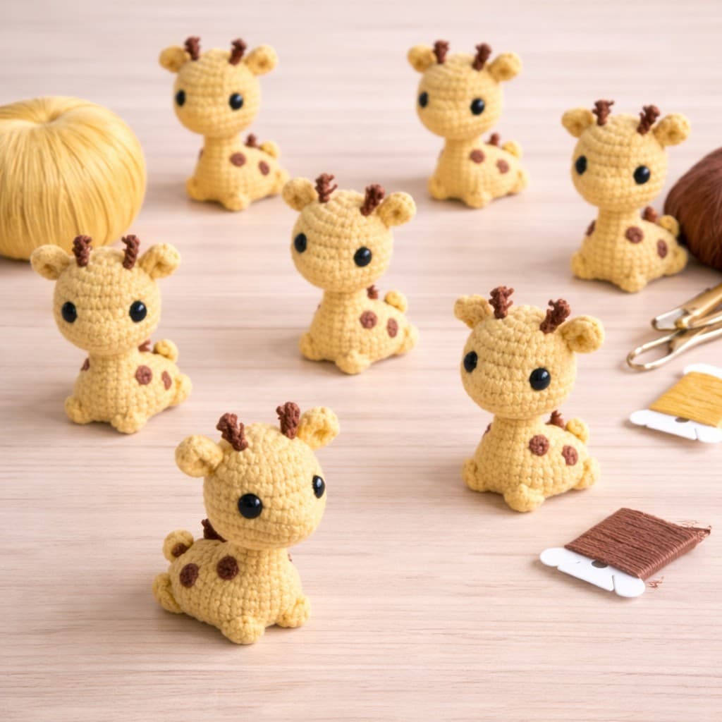 Chaveiro Girafinha Kit com 4 unidades Safari Floresta Amigurumi Crochê Lembrancinha Aniversário Festa Batizado Evento
