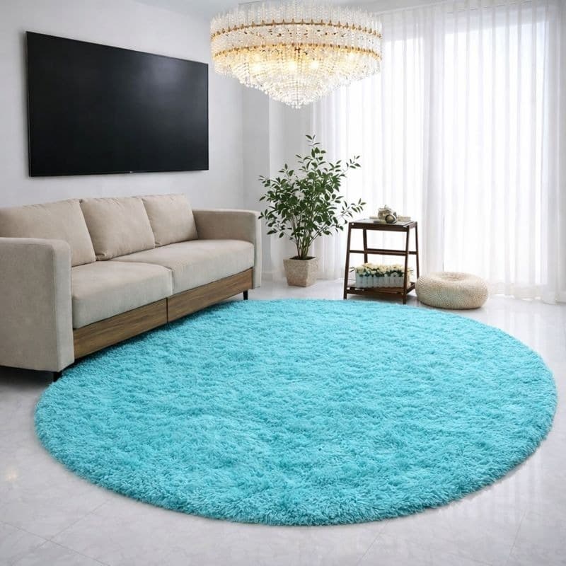 Tapete Redondo Felpudo Peludo Super Macio Antiderrapante Sala Quarto Luxo 1,00x1,00 1,40x1,40 2,00x2,00