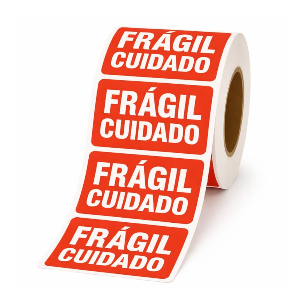 1000 Etiquetas Adesivas Cuidado Frágil Embalagem Proteção Ecommerce 6x4 cm Envio Seguro Caixas