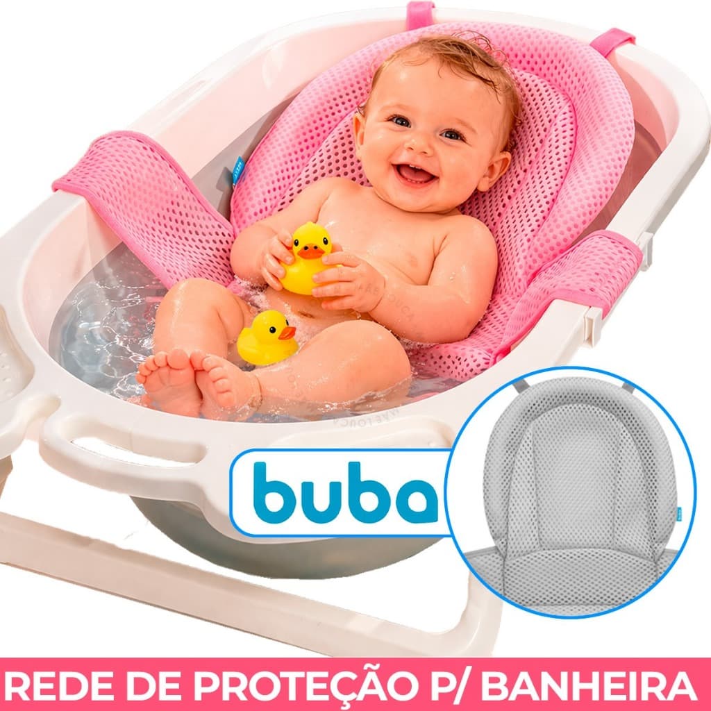 Rede Proteção Banheira Apoio Bebê Segurança Banho Buba