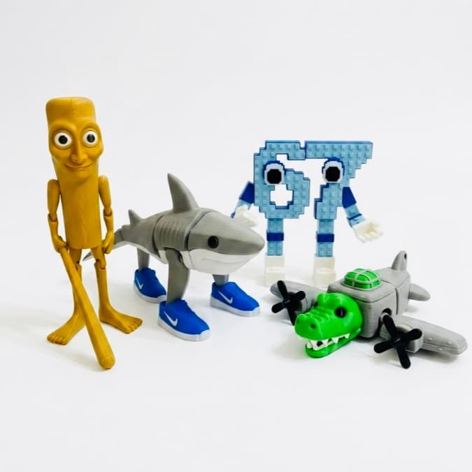 Tralalero Tralala Tubarão - Tung Tung Sahur -  Bombardino Crocodilo - Six Seven Meme Boneco articulado