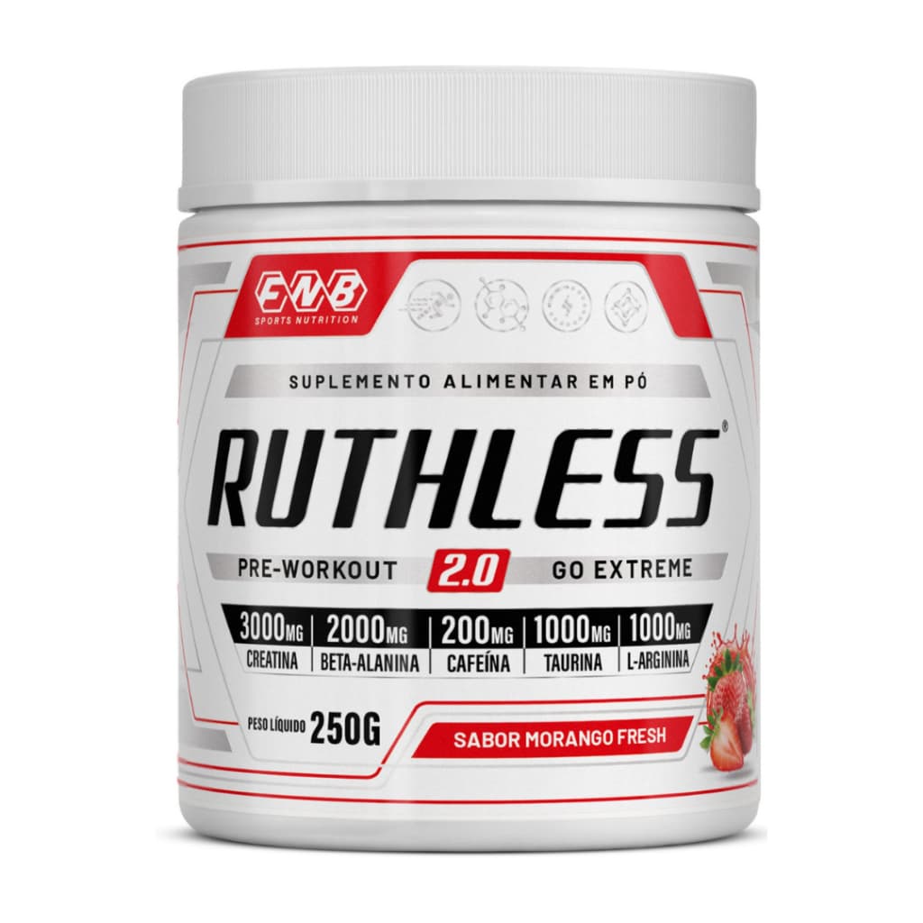 Pré Treino Ruthless ( Creatina 3g, L Arginina 1g, Cafeína 175mg, Beta Alanina 2g, Taurina1g ) 250g