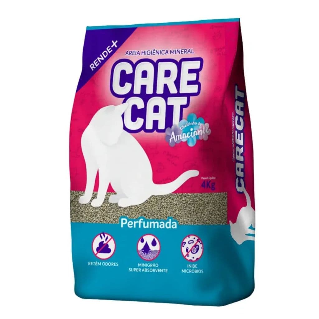Areia Carecat Perfumada Sanitária Saudável Para Gatos Mascotes 4kg