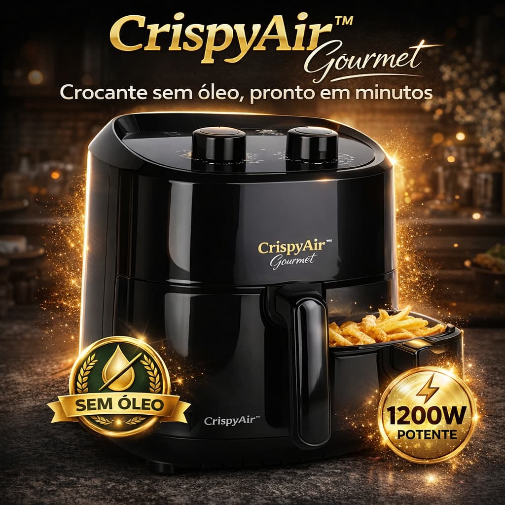 Air Fryer Sem Óleo 3,4L 1200W 220V CrispyAir™ Gourmet Fritadeira Elétrica Rápida e Saudável