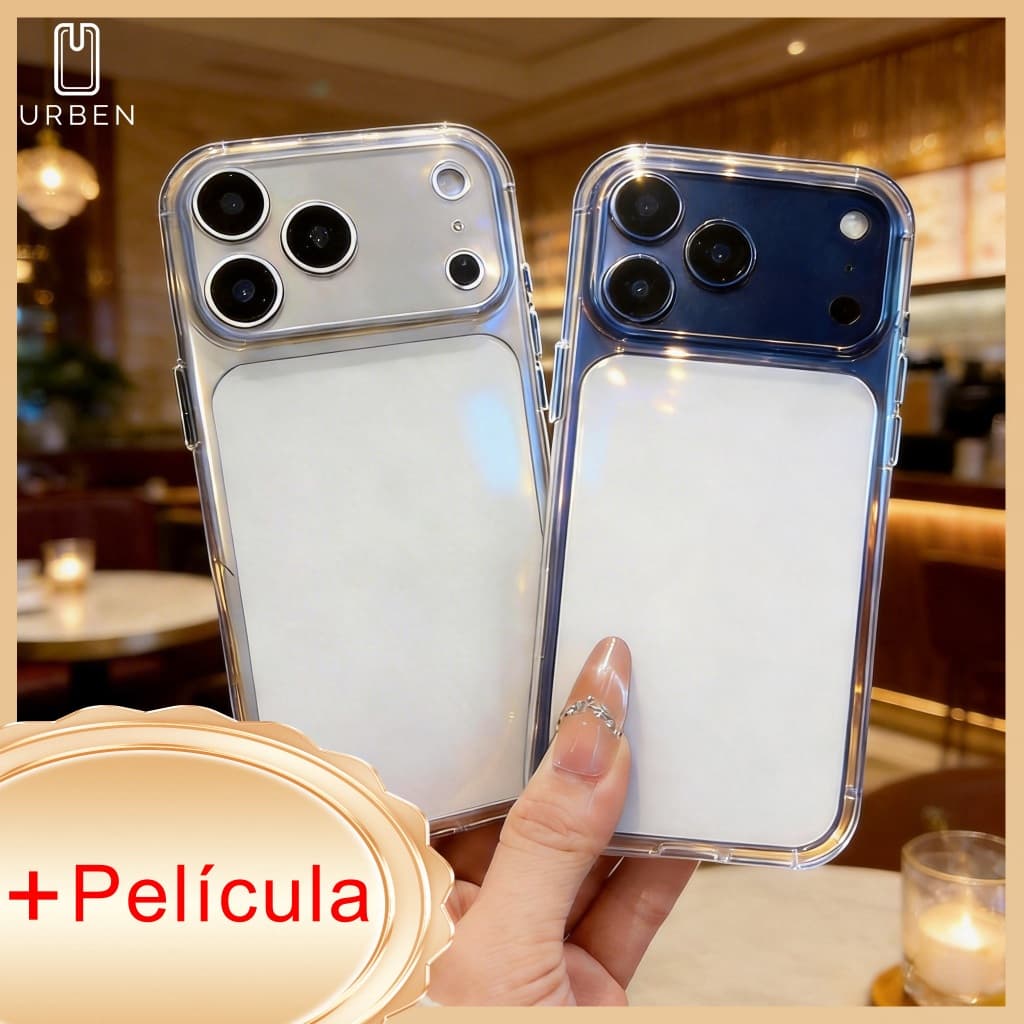 Capa Rígida Cristal Ultra Transparente Não Amarela para iPhone 17 Pro Max Fundo Aberto Luxo