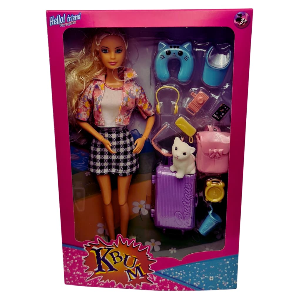 Brinquedo Menina Boneca Vamos Viajar Articulada 30cm