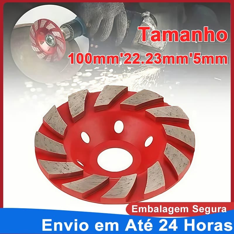 Disco Desbaste Diamantado Turbo Para Esmerilhadeira Lixadeira Concreto 100mm x 22,23