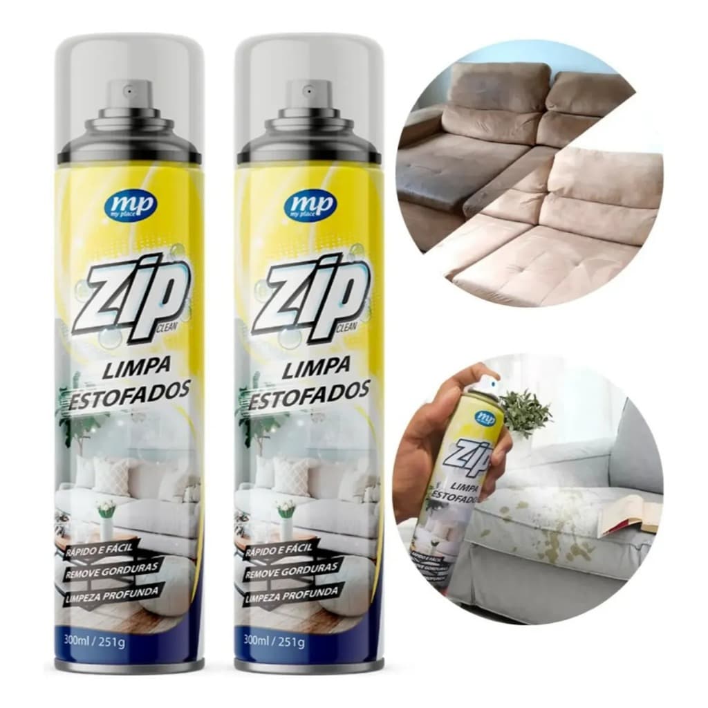KIT Limpa Estofados Spray ZIP Limpeza Rápida Sofá Carro