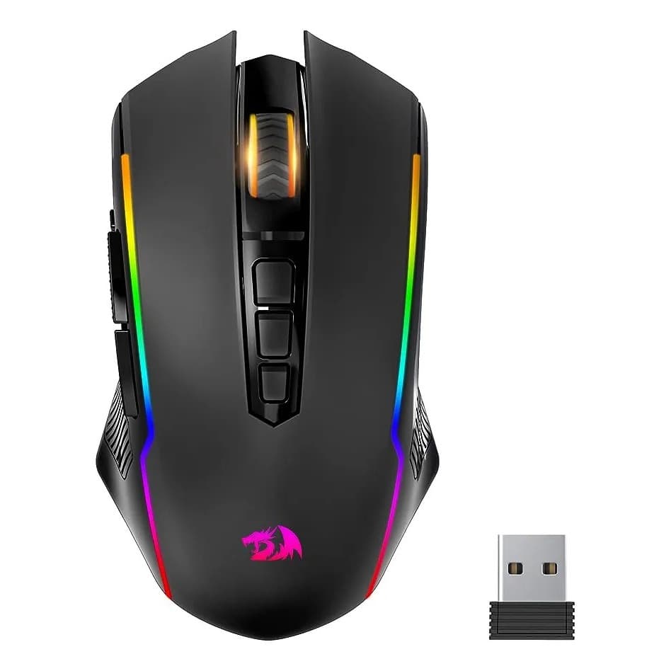 Mouse Gamer Redragon Sem Fio e Com Fio RGB 8000 DPI 9 Botoes Wireless M910-KS