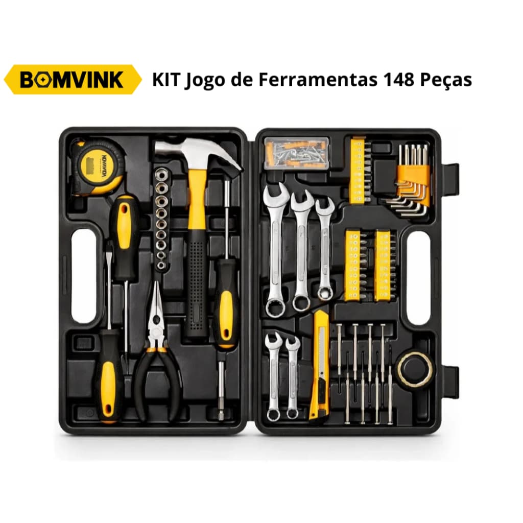 KIT Jogo de Ferramentas 148 Peças Bomvink Profissional Completo com Maleta | BOM-3916