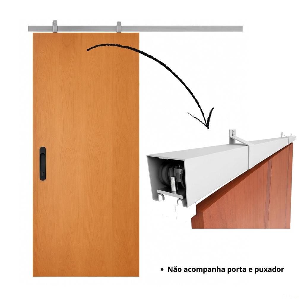 Trilho para Porta de Correr Completo Alumínio bipartido Natural